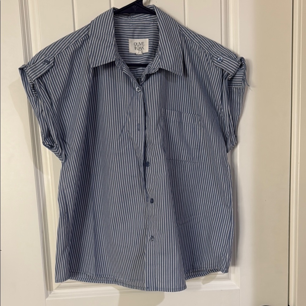 Olive and oak striped top